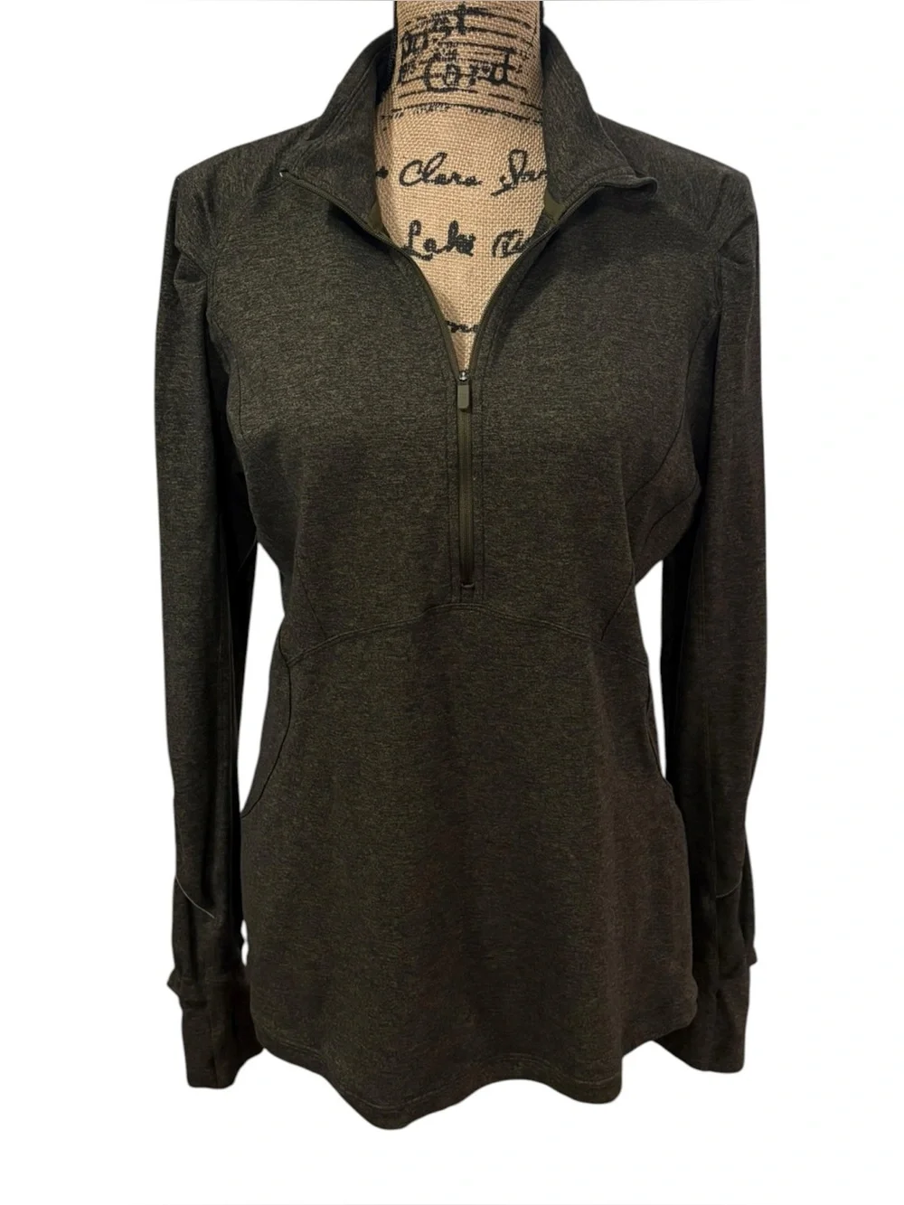 Lululemon Extra Mile 1/2 Zip Pullover Heathered Utilitarian Black Size 12